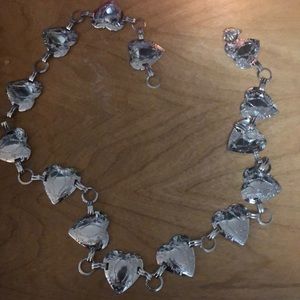 Silver heart chain belt